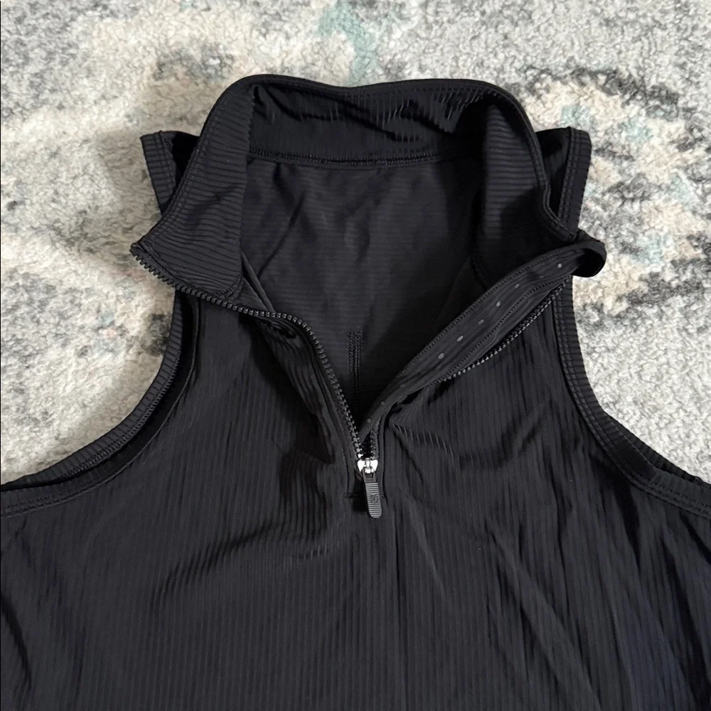 Lululemon Rib Zip-Front Cropped Run Tank Top in Black